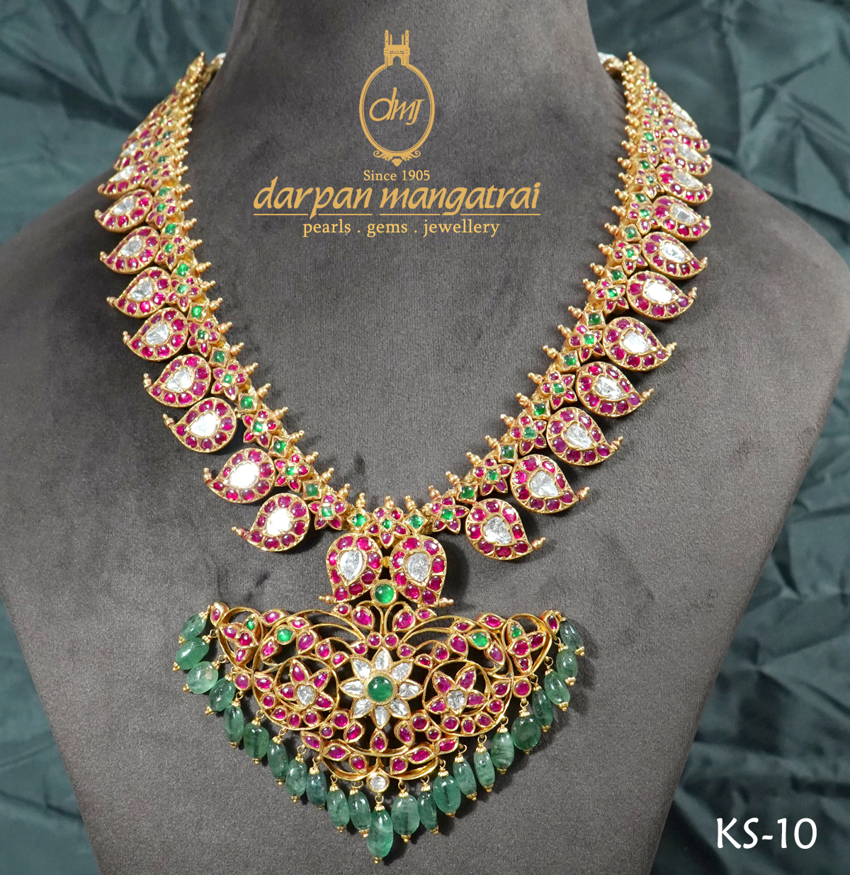 Vintage Ruby And Emerald Mango Necklace Mangatrai Pearls Jewellers