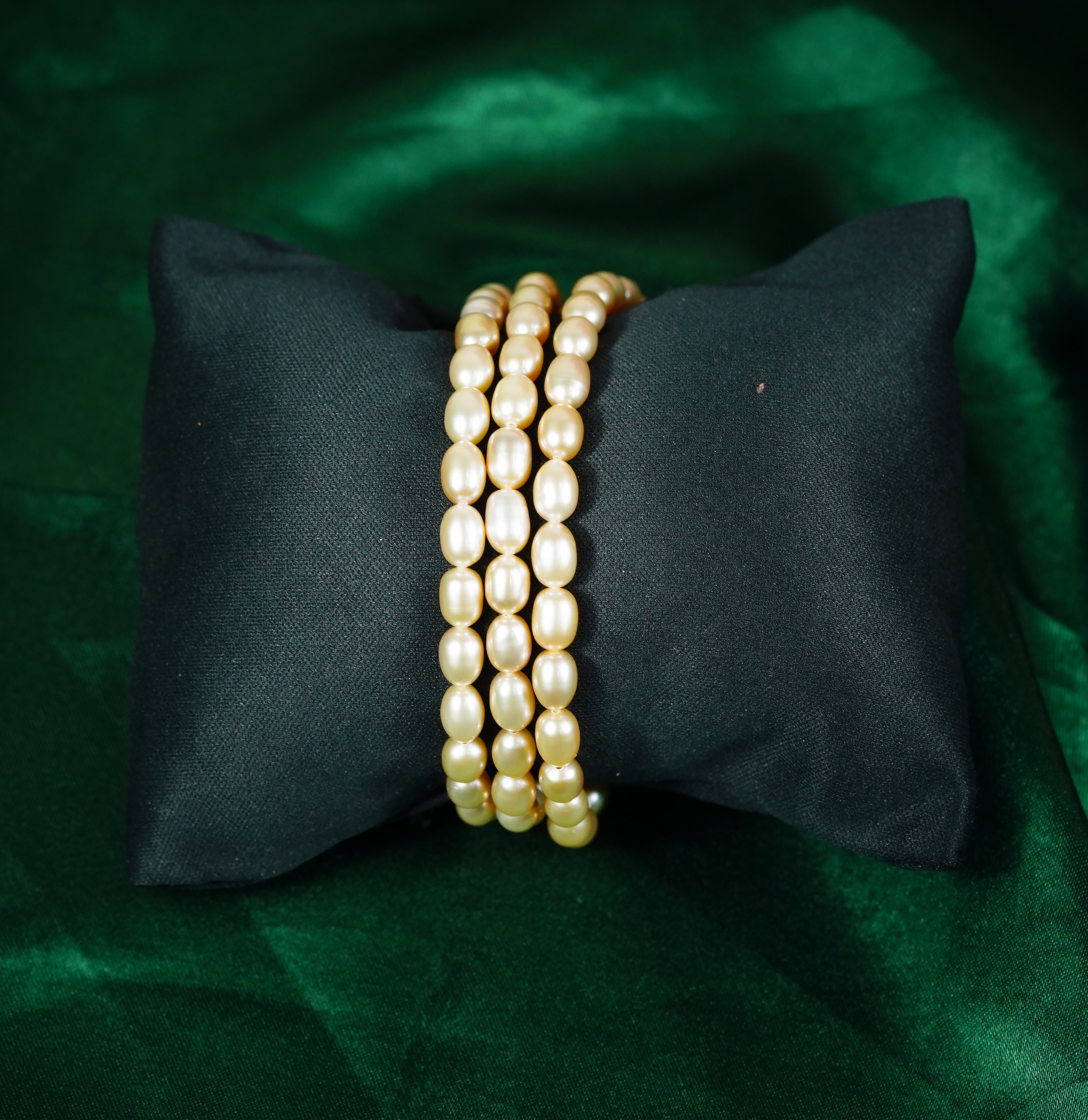 3 8mm Pearls 18k Gold & Diamonds accents - Koosh Jewelers