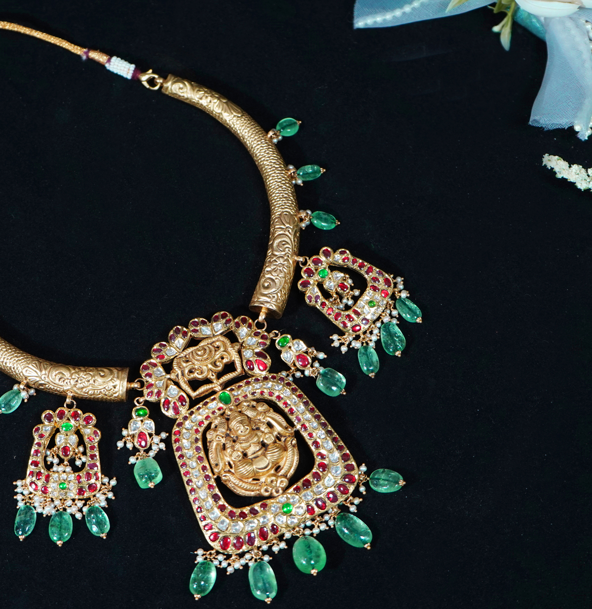 Green stone gold haram designs 2025