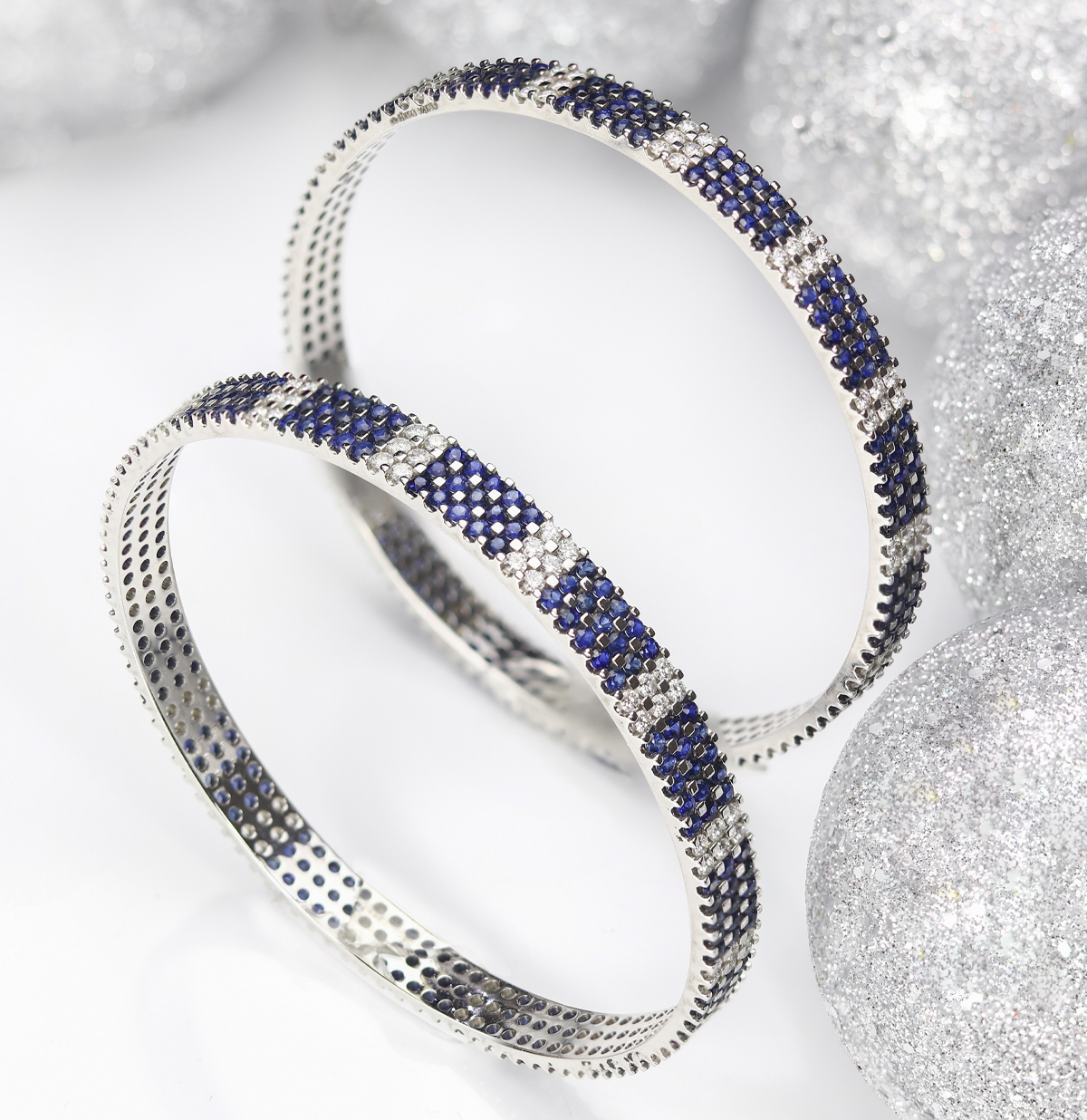 Victorian Cobalt Enamel and Diamond Bangle Bracelet