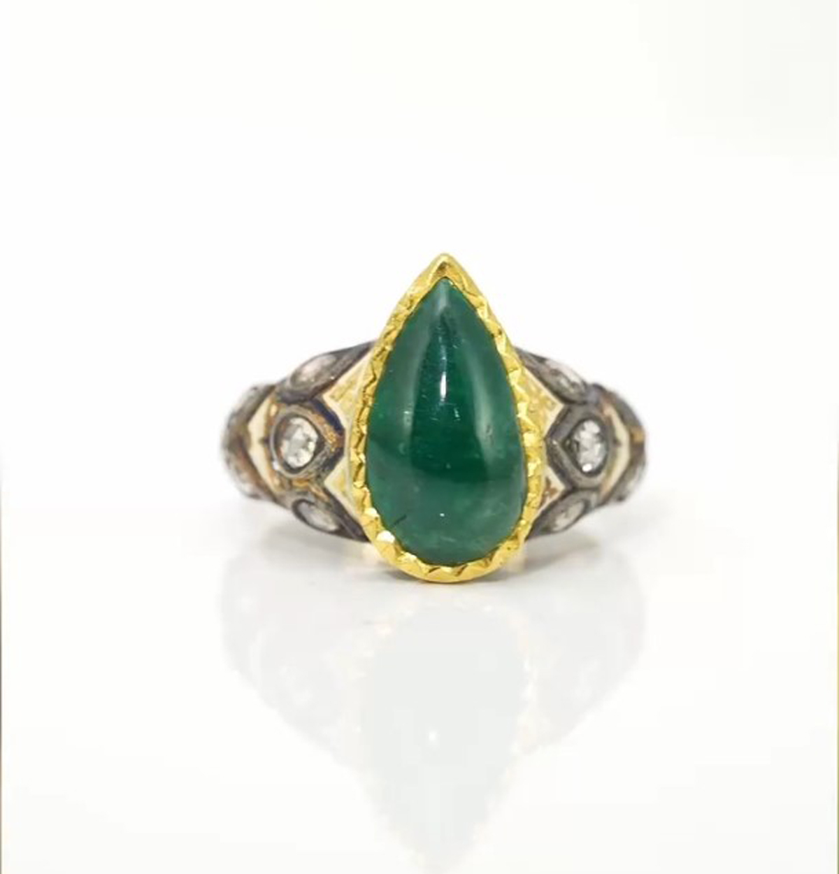 Uncut emerald ring sale