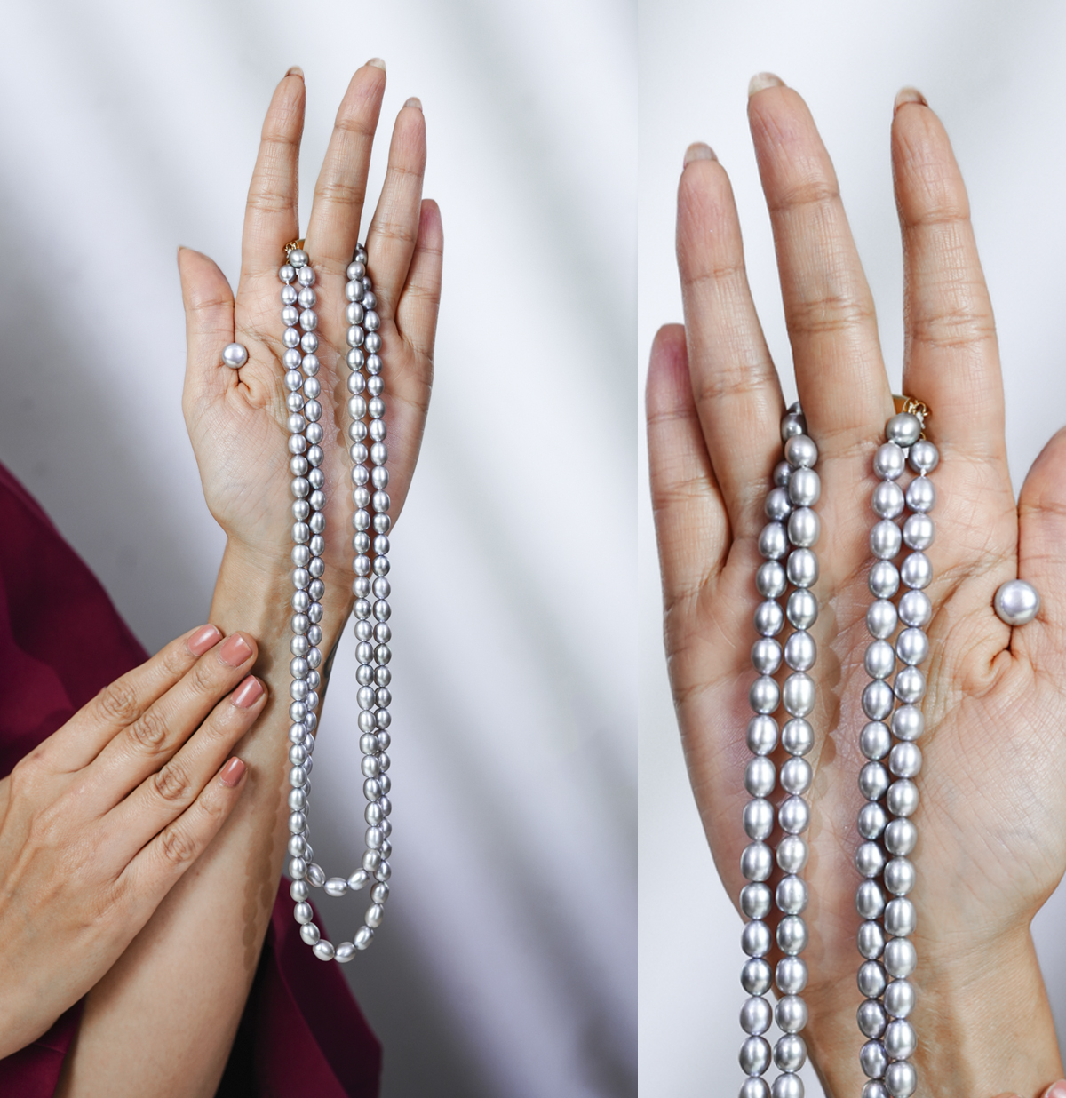 Grey pearl jewellery set hotsell