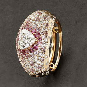 Solitaire Heart Diamond Ring with Pink Sapphire