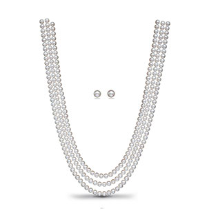 White Round Pearls Necklace Set