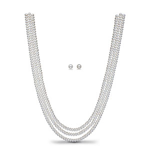 White Button Pearls Necklace Set