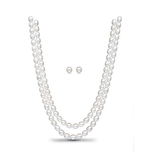 White Drop Pearls Necklace Set