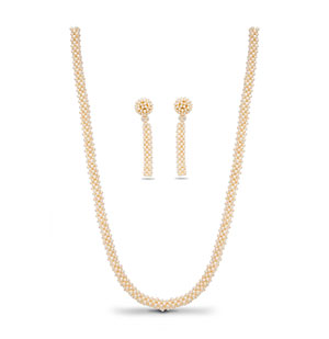 Hand-crafted Pearls Necklace  Set With Bracelet