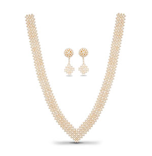 Hand-wired Pearls Necklace Set With Bracelet