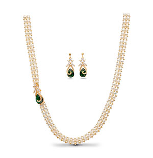 Stylish SidePiece Pearls Necklace  Set