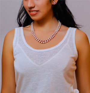 Pearls and Real Ruby Necklace Set