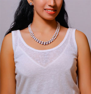 Pearls and Real Sapphire Necklace Set