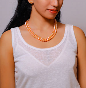 Pink Round Pearl Necklace Set