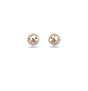 Cute Button Pearl Stud Earrings