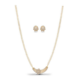 CZ Locket and Earing Pearls Necklace set