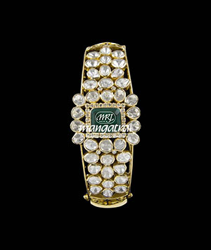 Exotic Uncut Diamond with Emerald Bracelet