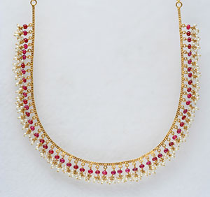 Dangly Ruby with Pearls Taarmala