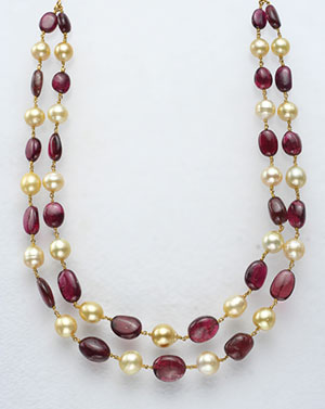 Ruby with South Sea Pearls Gold Taar Mala | Mangatrai Pearls & Jewellers
