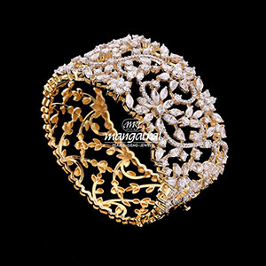 Intricate Gold and Diamond Bangle