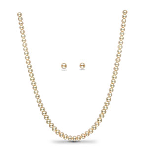 White Button Pearl Necklace Set