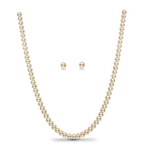 White Button Pearl Necklace Set