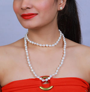 White Baroque Pearl Necklace Set