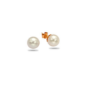 Evergreen Gold with Pearl Stud Earrings