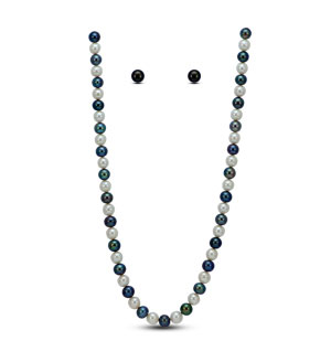 White and Black Pearl Necklace Set
