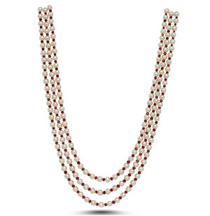 Real Ruby With Golden Saltwater Pearl Necklace