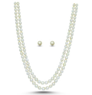 8 - 9.5mm Cream South Sea Pearls Necklace Set- A Quality