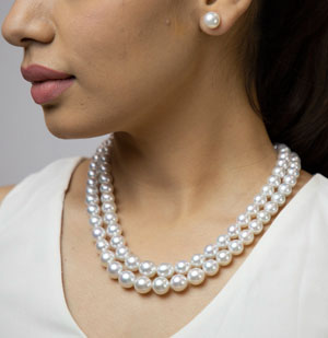 8.5 -11.0mm White Saltwater South Sea Pearls Necklace Set- AAA Quality