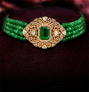 Artisanal Diamond Emerald Chowker