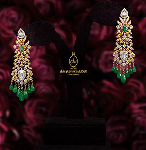 Precious Rosecut Diamonds With Emeralds Chowker Set
