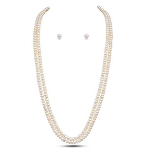 24 Inches Exceptional White Pearl Necklace Set