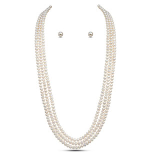 24 Inches Superior White Pearl Necklace Set