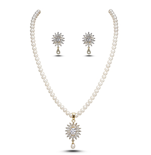 Snowflake Pearl Necklace and Earring Set