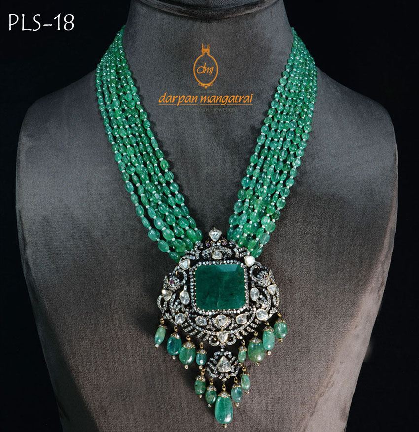 Pannah ki Tamannah Polki, Emerald, Pearls and Ruby Gold Necklace