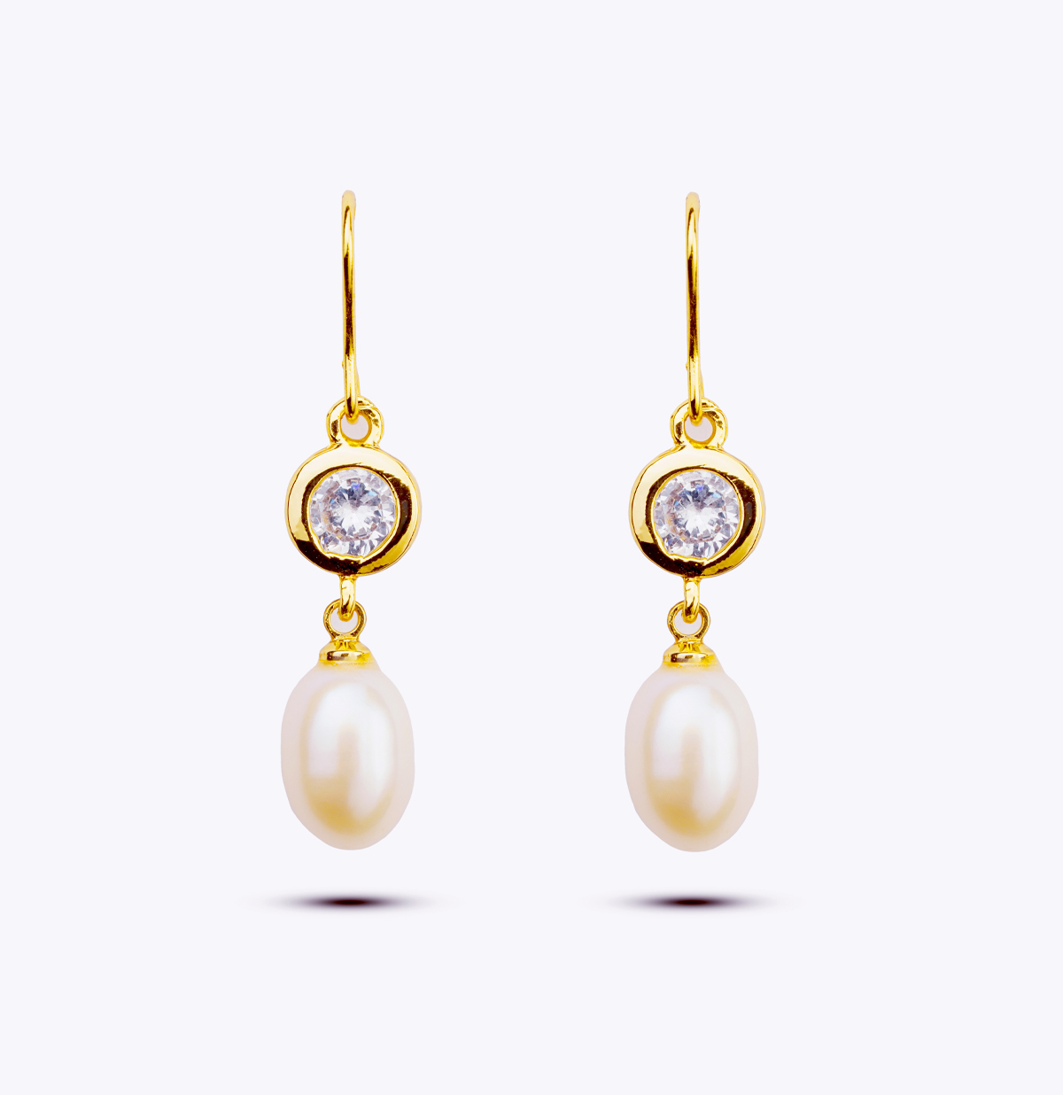 lovely White Pearl Drop Stud Earrings