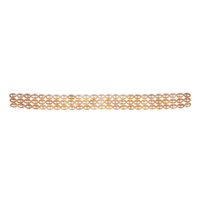 Adorable Oval Pink 3 Row Pearl Bracelet