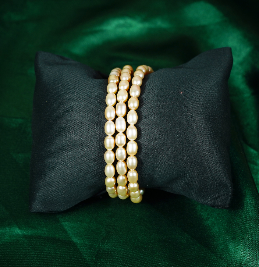 Buy Estele Rhodium Plated Graceful 3 Line Pearl Bracelet for Women Online