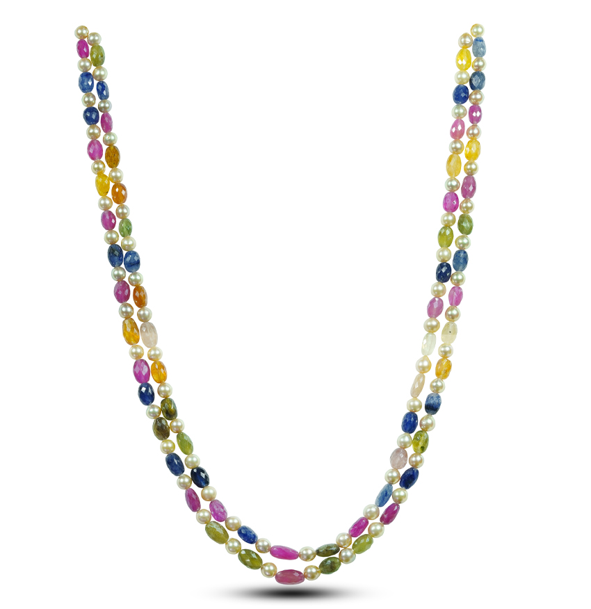 Multi Colour Beads and Pearl Necklace