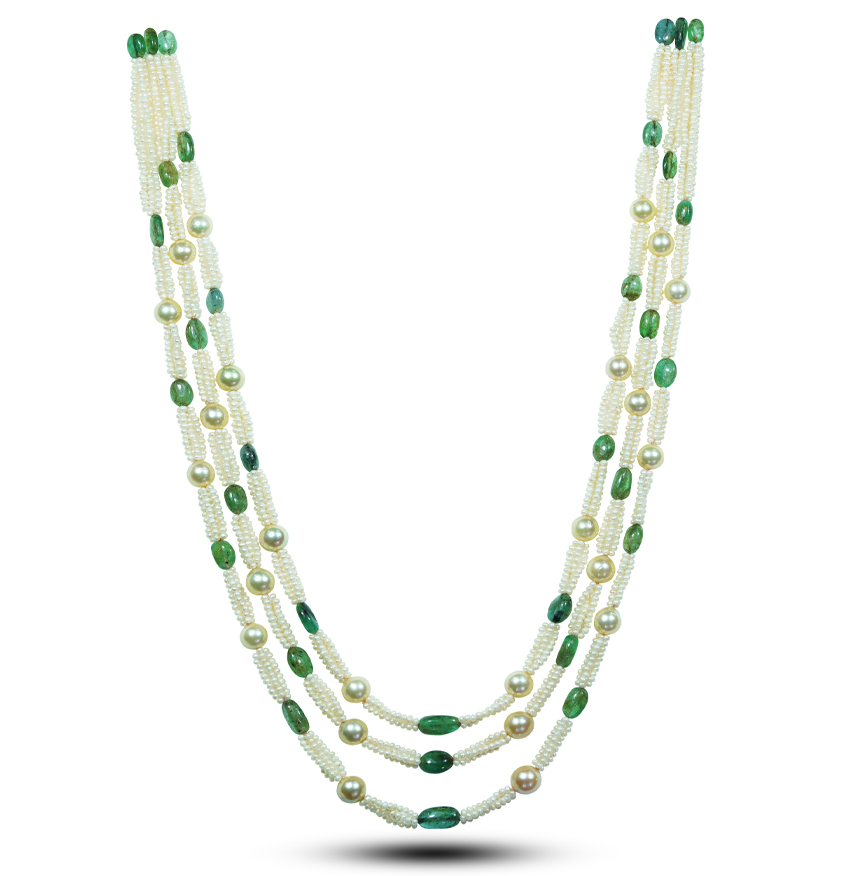 Seed Pearls with Emerald Beads Necklace