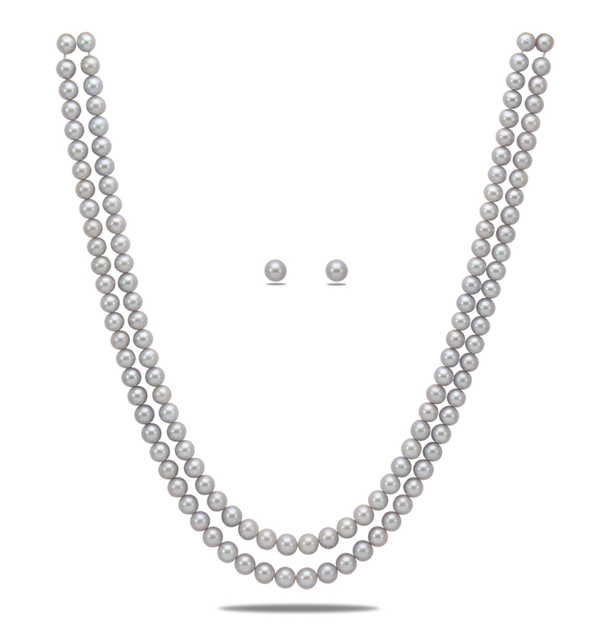Grey Round Pearl Necklace