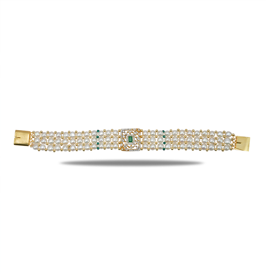 Charming Green Stone Pearl Bracelet