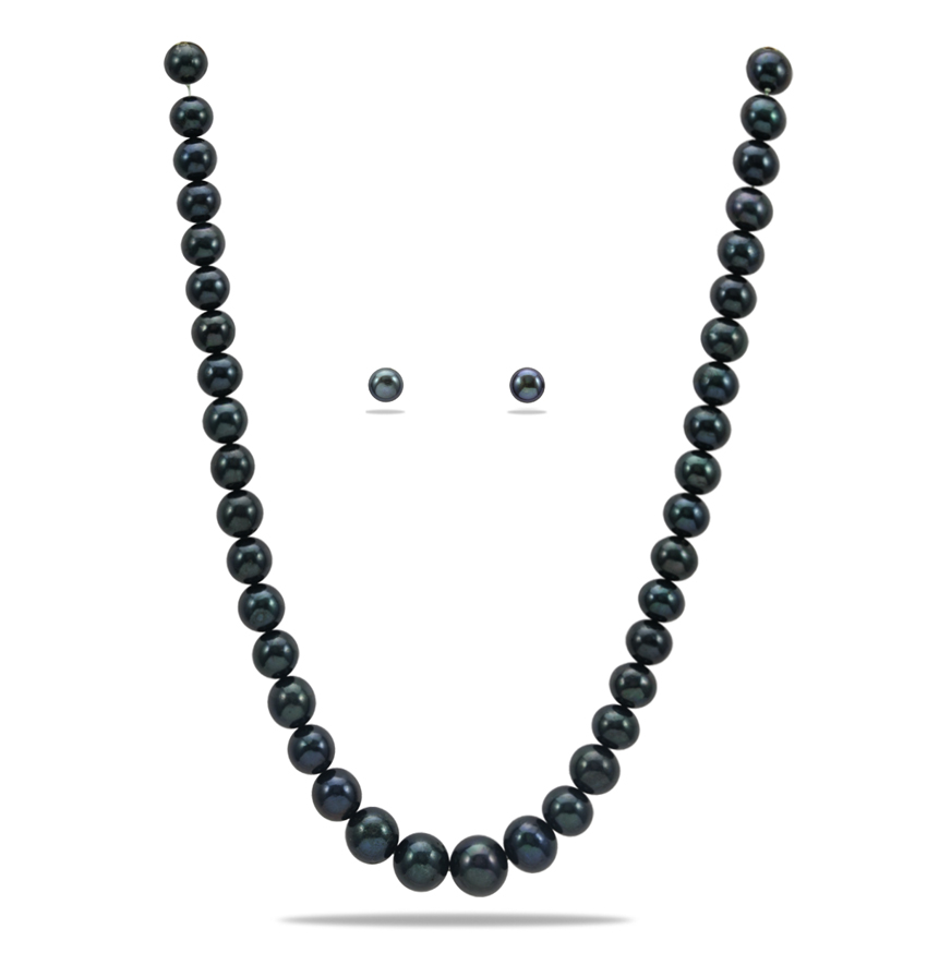 Black beauty - 1 strand graded pearl necklace 7mm to 11mm