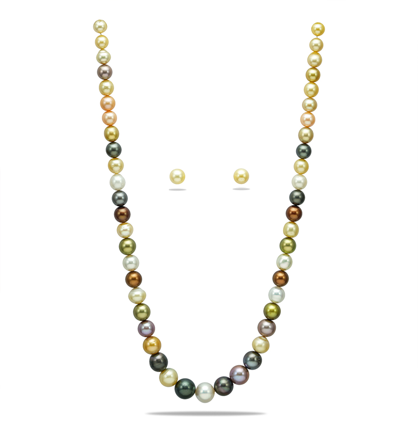 Grading Superior Multicolor South Sea Pearl Necklace Set -AAA Quality