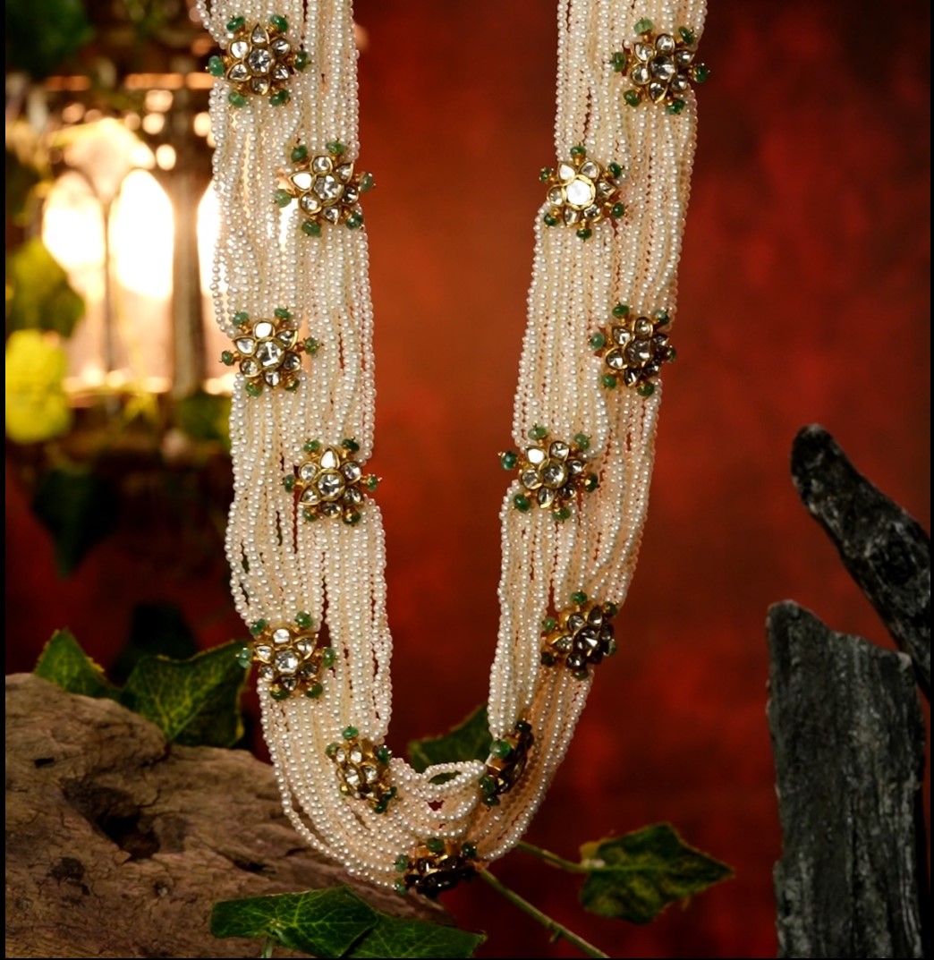 Custom Pearl Side Piece Gold Necklace Mangatrai Pearls Jewellers